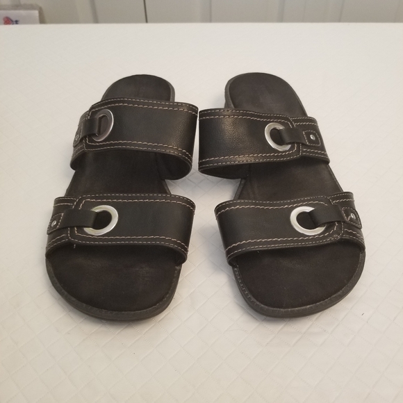 Comfort Plus Shoes Womens Size 8.5W Slip On Memory Foam Sandals Mules Black - Picture 1 of 6
